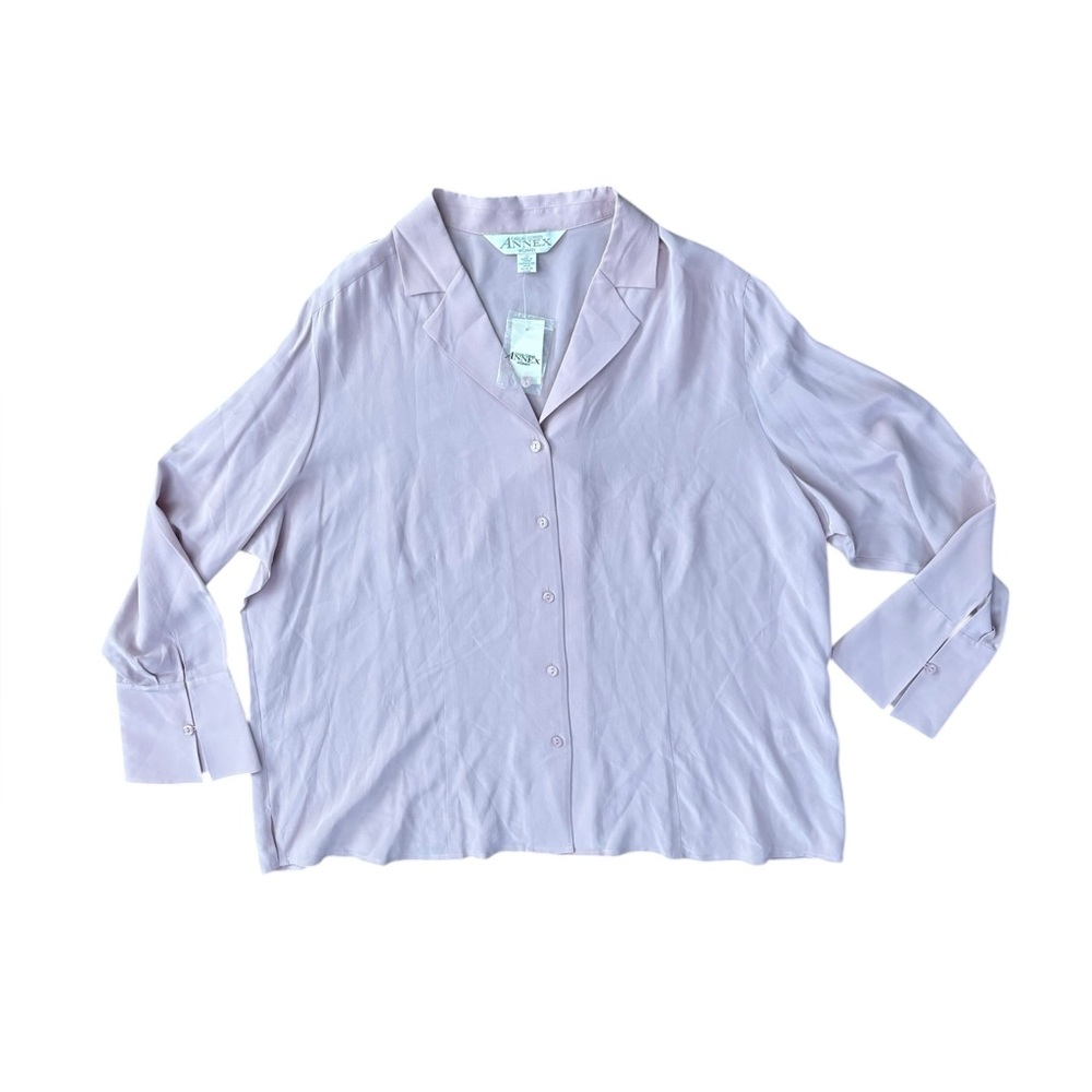 Annex Silk button up blouse long sleeve new vintage 2X pink